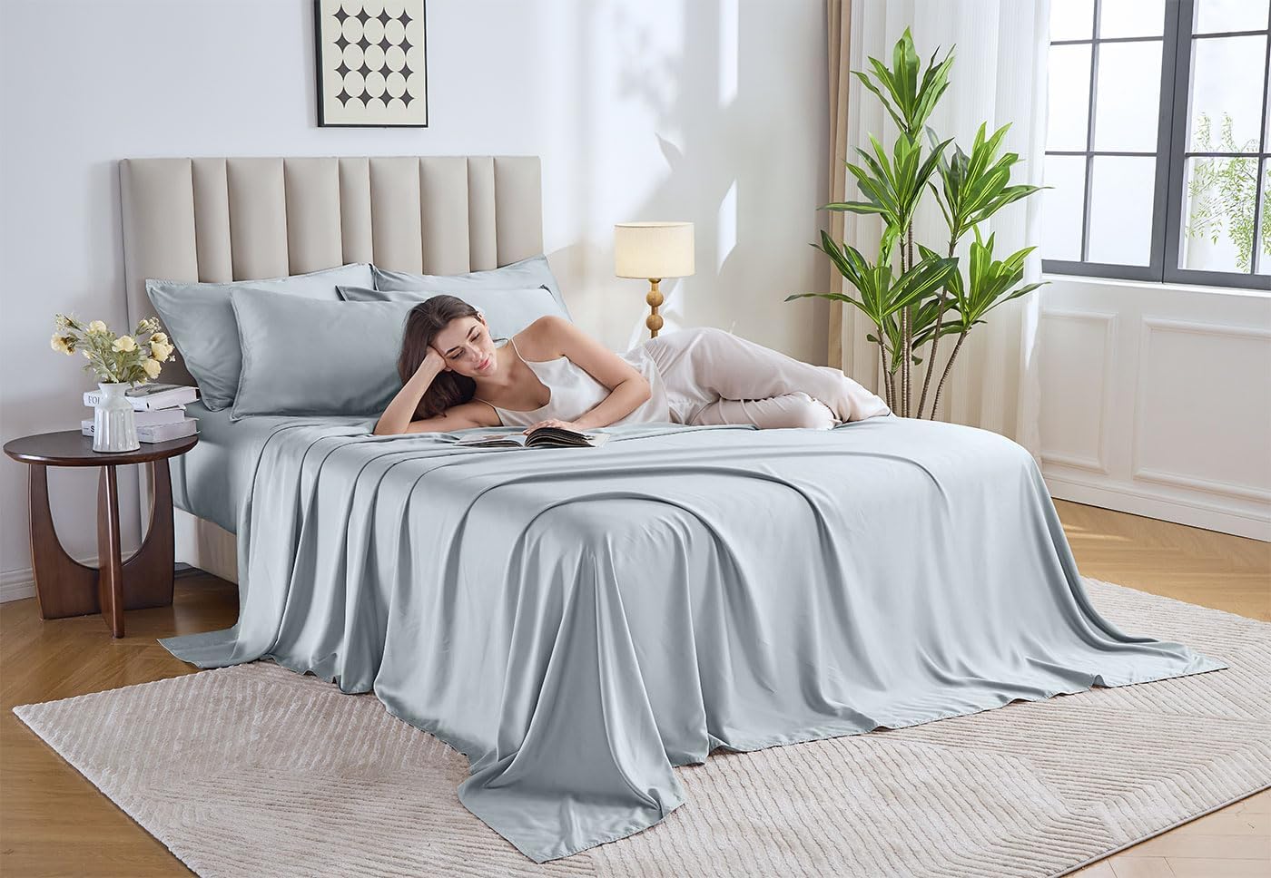 Pure Bamboo Full Sheets - Luxuriously Soft & Cooling 100% Organic Viscose Bed Sheet Set | Full Size, Glacier Color