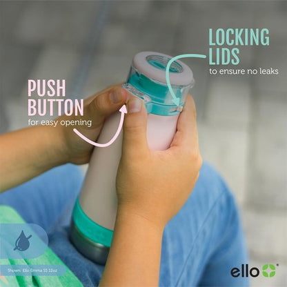 Ello Emma 14oz Kids Water Bottle - Vacuum Insulated, Leak-Proof Lid & Straw | Perfect for School & Sports