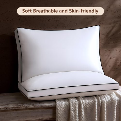 Feather Down Pillows King Size Set of 2 Pack,Luxury Hotel Collection Bed Pillows for Sleeping, Fluffy Soft Medium Firm Down Surround Gusseted Pillows for Side Back Stomach Sleepers 20 x 36 in