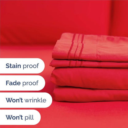 Comfy Breathable & Cooling Bed Sheets Set by [Brand Name] - Luxury 4-Piece Full Size - Ultra-Soft, Deep Pockets, Wrinkle-Free - Oeko-Tex Certified - Red