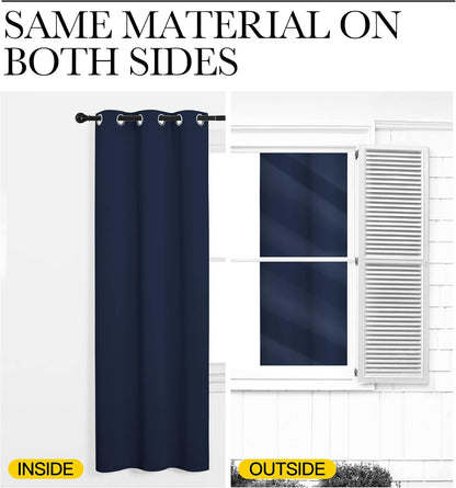 NICETOWN Blackout Curtain Panels - Thermal Insulated Grommet Top Drapes, Navy, 29" x 36" (2 Panels)