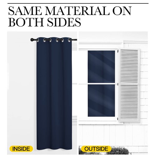 NICETOWN Blackout Curtains Panels for Bedroom, 2 Panels, 66 x 60 Inch, Navy, 3 Pass Microfiber Noise Reducing Thermal Insulated Solid Ring Top Blackout Window Drapes