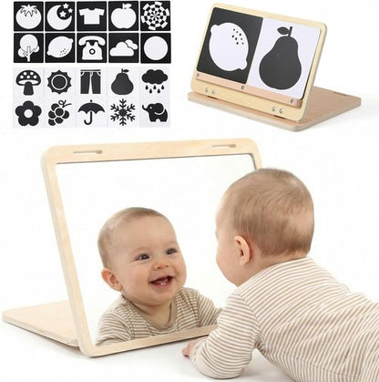 IEATFO Tummy Time Play Set - Adjustable Angle Double-Sided Design with Safe Mirror & High Contrast Cards