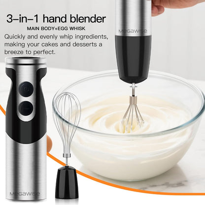 Skiennix 3-in-1 Immersion Hand Blender - Powerful 12-Speed Stick Blender with Titanium Blades