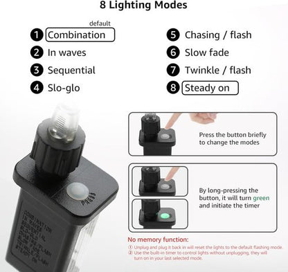 Lighting EVER Plug-In Rope Lights - 100 LED Copper Wire String Lights, 33 ft Cool White 6000K