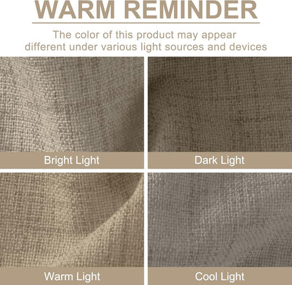 Skiennix 100% Blackout Linen Curtains - Thermal Insulated Drapes, 50" W x 102" L, 2 Panels Set