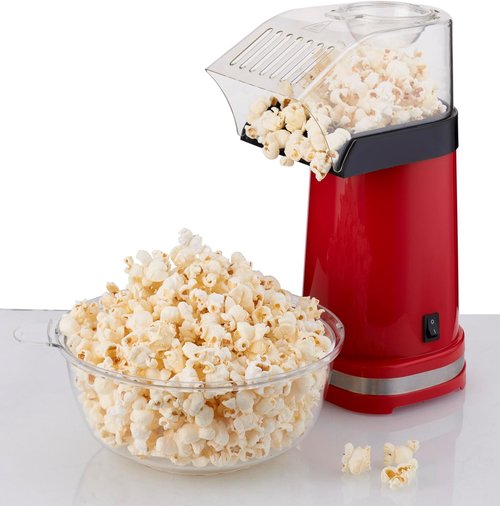 Culinary Chef PM102-RED Deluxe Hot Air Popcorn Popper - Healthy, Oil-Free, Red Design