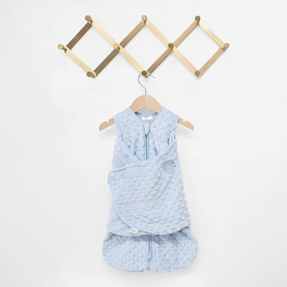 HALO Sleepsack Swaddle - 3-Way Adjustable Plush Dot Velboa Blanket, TOG 3.0 for Cool Climates, Blue, Newborn (0-3 Months)