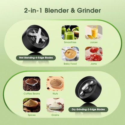 **Skiennix Smoothie Blender - 25000 RPM Portable Kitchen Blender with 37oz, 32oz, 23oz Cups & Lids**