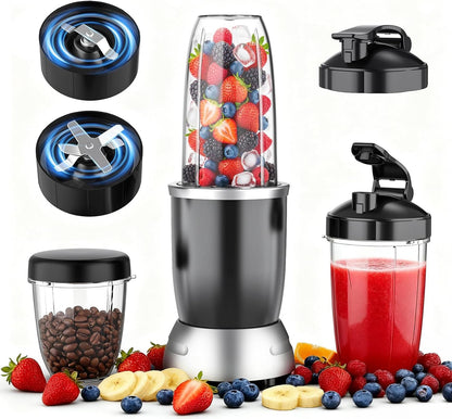 Smoothie Blender - 25000 RPM Portable Countertop Blender with 37oz, 32oz, 23oz Cups & 3 Lids