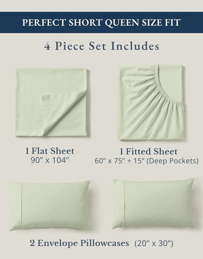 LANE LINEN 100% Organic Cotton Queen Sheet Set - Soft & Breathable Percale Weave, Deep Pocket, Hotel-Quality - Mineral