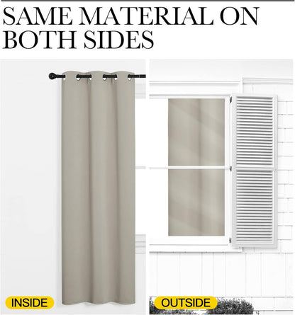 NICETOWN Kitchen Curtains - 78 Inches Long, Thermal Insulated Grommet Draperies, Natural Color, 2 Panels, 42 Inches Wide