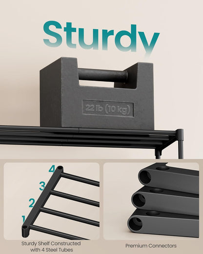 SONGMICS 5-Tier Shoe Rack - Stackable Metal Organizer for 20-25 Pairs | Black, 11.8 x 36.2 x 35.4 Inches