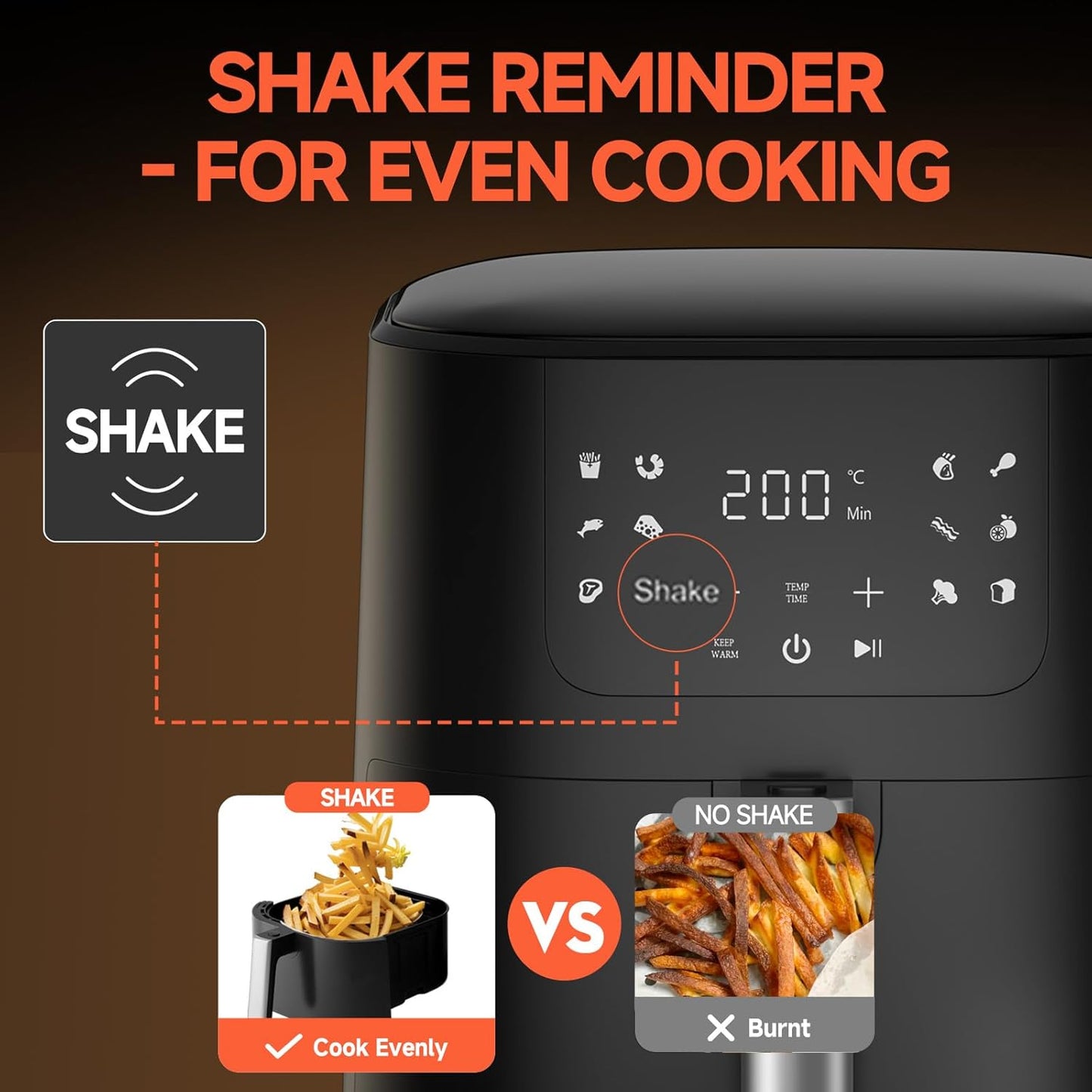 QIDO Air Fryer - 8-in-1 Multi-Cooker with 5 QT Capacity & Precision Heating | Dark Black Finish