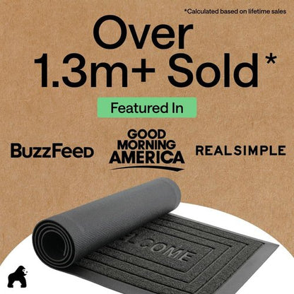 GORILLA GRIP Waterproof All-Season WeatherMAX Doormat - 35x23 Natural Rubber, Stain & Fade Resistant, Easy Clean Black