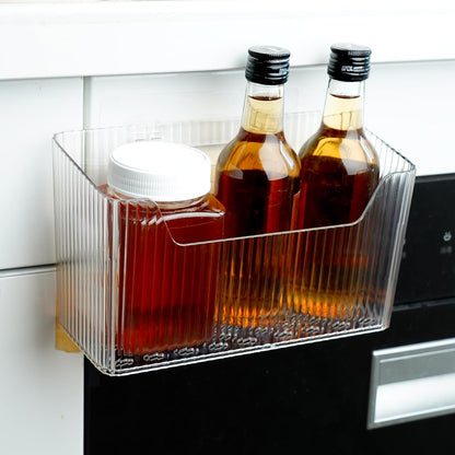 Skiennix Cabinet Door Organizer - 2 Pack Clear Adhesive Storage Bins for Kitchen & Bathroom Organization