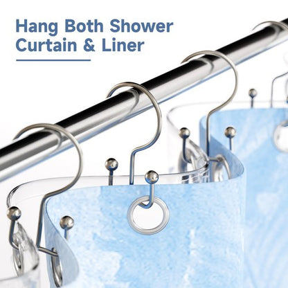 Titanker Shower Curtain Hooks Nickel, Minimalist Simple Double Glide Shower Curtain Rings, Rust Proof Metal Shower Hooks Rings for Bathroom Shower Rods Curtains, Set of 12 Hooks