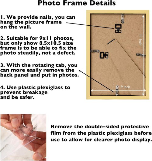 JCJMY 9x11 Gold Picture Frame - Versatile Wall or Tabletop Display | Shatter-Resistant Plexiglass