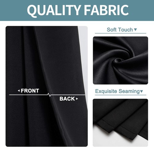 ChrisDowa Small Window Curtains for Kitchen and Bedroom - Grommet Short Thermal Insulated Room Darkening Curtains (2 Panels, Black, 52 x 36 Inch)