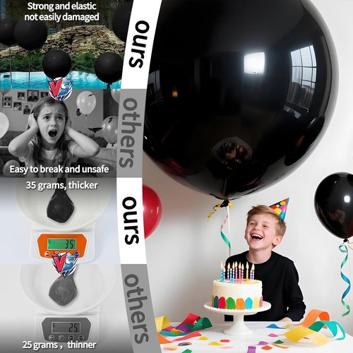 LEEZZIZZ 36-Inch Jumbo Latex Balloons - 9 Pack for Kids' Party, Wedding & Birthday Decorations