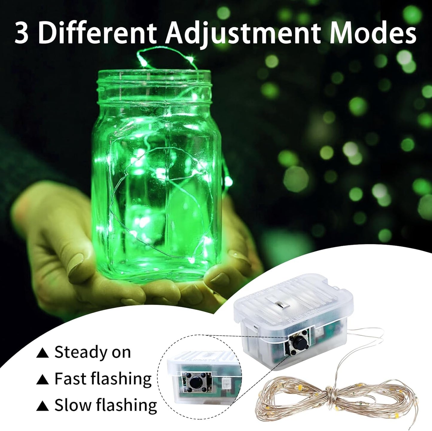 Skiennix 12-Pack Green Fairy Lights - 7Ft 20 LED Twinkle String Lights | Battery Operated & Waterproof for Halloween & Christmas Decor
