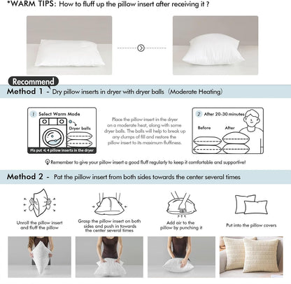 MIULEE Throw Pillow Inserts - Set of 2, 18x18 Inches, 100% Virgin Filling for Couch & Sofa