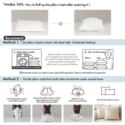 MIULEE Set of 2 Throw Pillow Inserts 18x18 Inches, 100% Virgin Filling Nonwoven Pillow Inserts for Couch Sofa Living Room