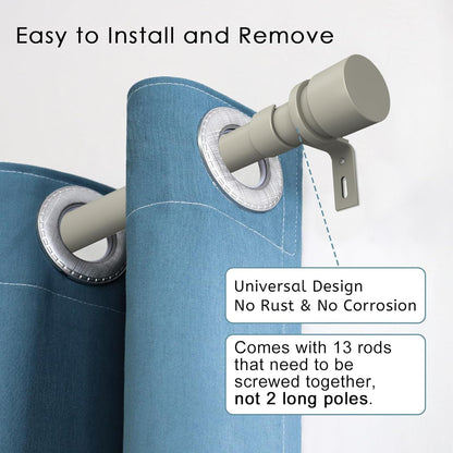 Byondeth Adjustable Curtain Rods - 16 to 200 Inches, 1 Inch Diameter, Brushed Nickel Finish