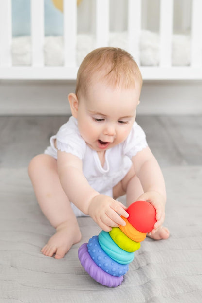 Ubbi Baby Teether Totter - Multi-Textured Food-Grade Silicone Teething Toy | 6-Piece Set for Early Development