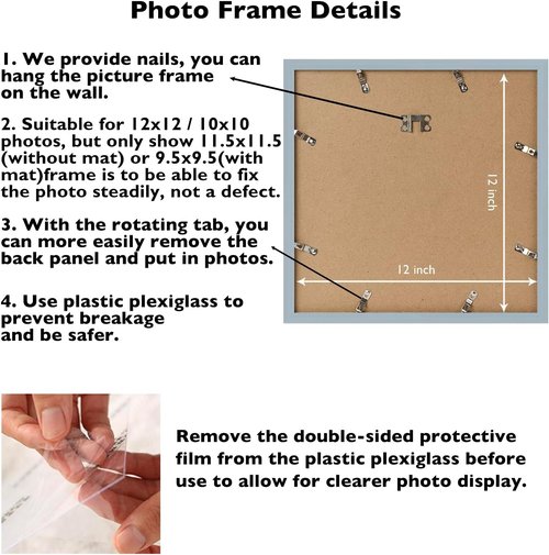 JCJMY Rustic Brown 12x12 Picture Frame - Includes 10x10 Mat for Diamond Art & Photos
