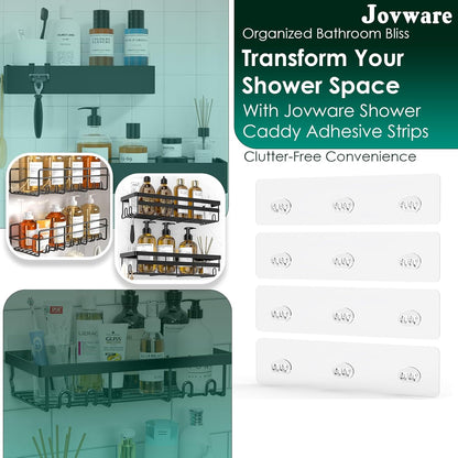 Skiennix Shower Caddy Adhesive Replacement Stickers - 4 Pack with 3 Hooks for Easy Installation