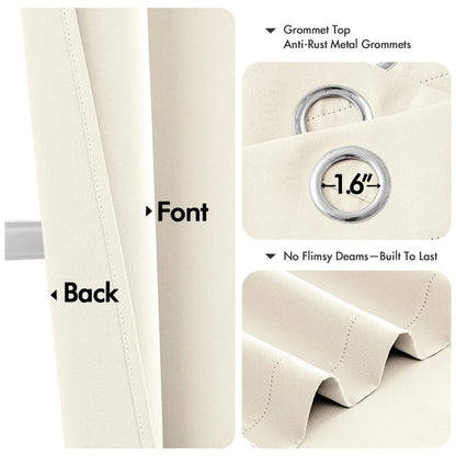 MIULEE Beige White Blackout Curtains for Bedroom Living Room 63 Inches Long 2 Panels, Thermal Insulated Room Darkening Drapes Solid Grommet Noise Reduction Light Blocking Window Treatments 40x63 Inch