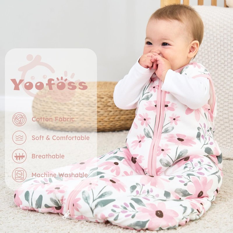 Yoofoss Baby Sleep Sack 6-12 Months, TOG 2.5 Baby Wearable Blanket with 2-Way Zipper, 100% Organic Cotton Fabric Winter Newborn Sleeping sack, Warm Soft Comfy(Medium)