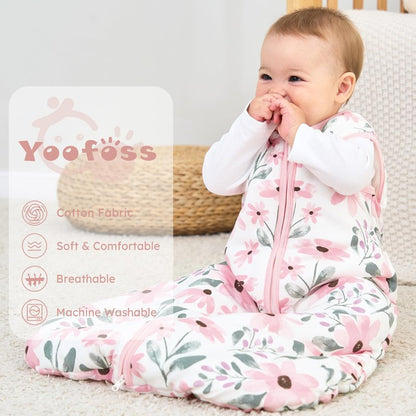 Yoofoss Baby Sleep Sack 6-12 Months, TOG 2.5 Baby Wearable Blanket with 2-Way Zipper, 100% Organic Cotton Fabric Winter Newborn Sleeping sack, Warm Soft Comfy(Medium)
