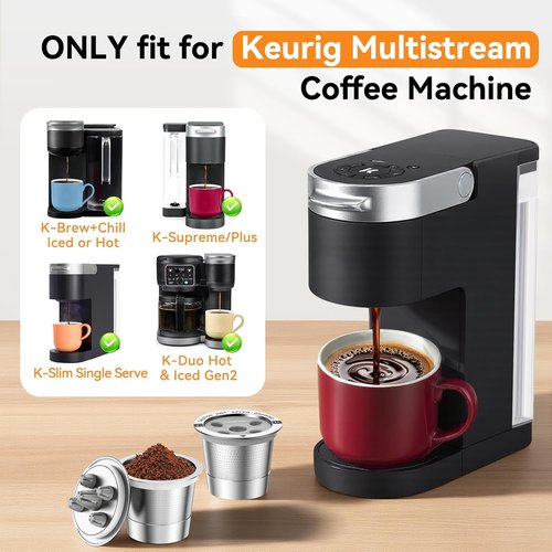 CAPMESSO Reusable K Cups for Keurig - 4 Stainless Steel Coffee Pods with 5-Hole Filters | BPA-Free & Durable