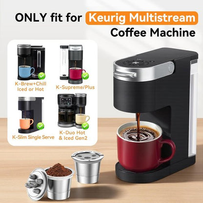 CAPMESSO Reusable K Cups for Keurig - 4 Stainless Steel Coffee Pods with 5-Hole Filters | BPA-Free & Durable