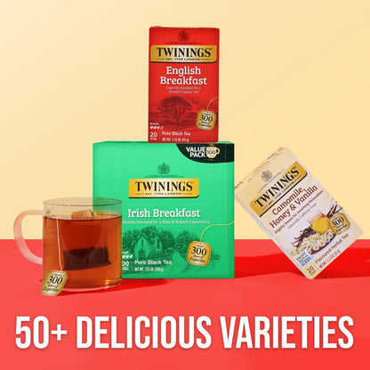 Twinings English Breakfast Black Tea - Flavorful & Robust Caffeinated Bags | 20 Count (Pack of 6)