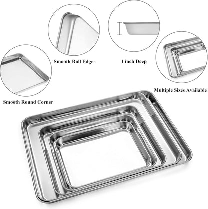 Yododo Baking Sheet Set - Heavy-Duty Stainless Steel Cookie Trays with Silicone Mats | 12-Inch Size