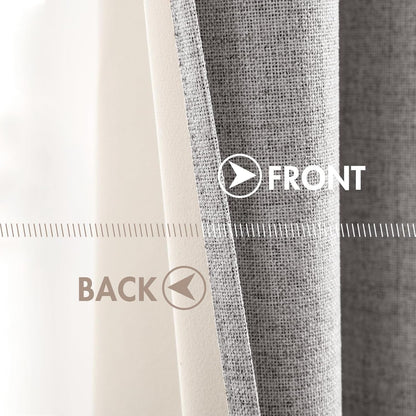 MIULEE Blackout Curtains - 100% Thermal Insulated Light Gray Linen Texture Drapes | 52x96 Inch (2 Panels)