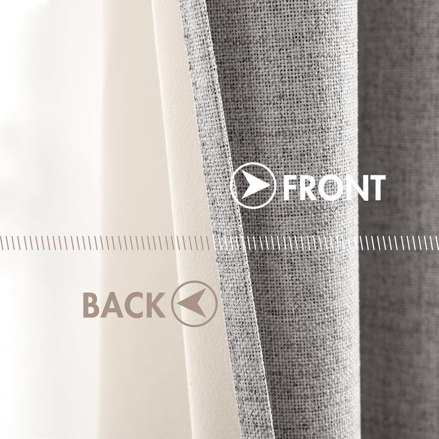 MIULEE 100% Blackout Linen Texture Curtains - Thermal Insulated Light Gray Drapes | 84 Inches, 2 Panels