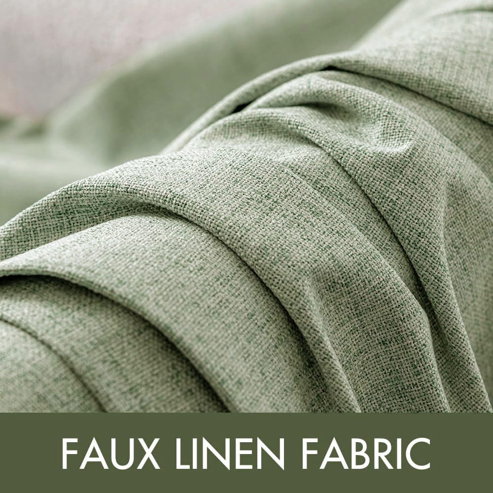 MIULEE Blackout Curtains - 100% Thermal Insulated Linen Texture Drapes | Sage Green, 52x45 Inch (2 Panels)