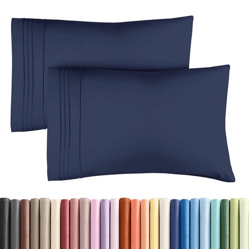 Queen Pillow Cases Set of 2 - Ultra Soft Hotel Quality Pillowcase Covers - Comfy, Cozy & Wrinkle Free - Shrinkage, Stain & Fade Resistant - Machine Washable Pillow Protectors - 2 Piece Set - Navy Blue