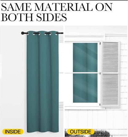 NICETOWN Blackout Curtain Panels - Thermal Insulated Draperies in Sea Teal | 34x72 Inches, One Pair