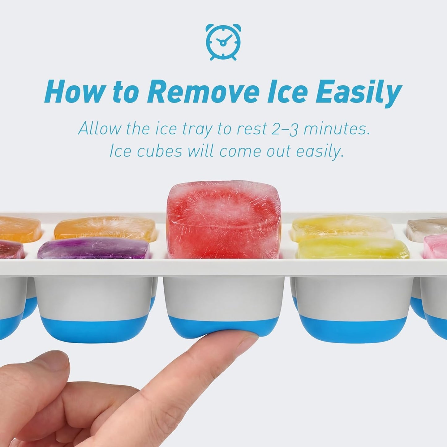 Skiennix Ice Cube Tray - Durable Stackable Design with Removable Lids | 4 Packs, 56 Cubes for Easy Release