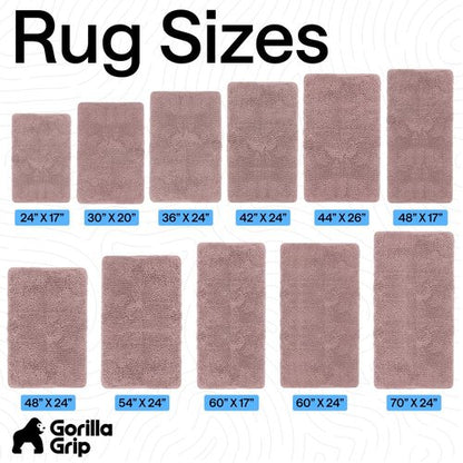 GORILLA GRIP Bath Rug Mat 44x26, Soft Absorbent Chenille, Quick Dry Microfiber Mats, Rubber Backing Washable Shower Floor Rugs, Bathmat Runner, US Designed Bathroom Home Decor Accessories Dusty Rose