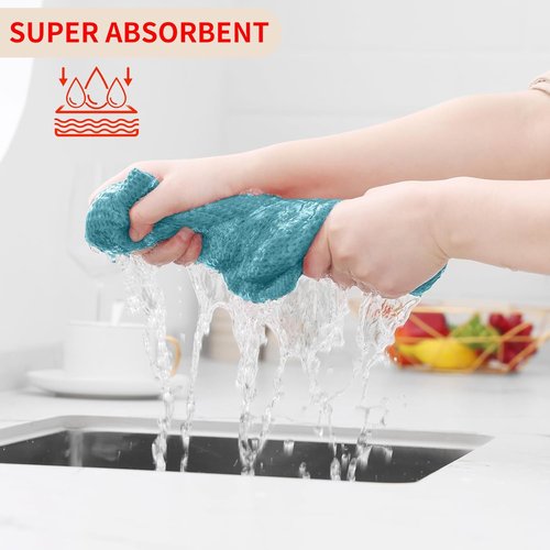 Homaxy Kitchen Dish Towels - Ultra Soft 100% Cotton Waffle Weave, Quick Drying, 13 x 28 Inches, 8-Pack, Lake Blue