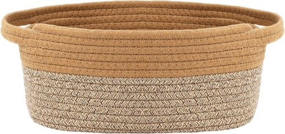 JMvicyroam Woven Basket - Small Rope Storage Bin with Handles for Organizing Shelves & Closets | Jute & Brown