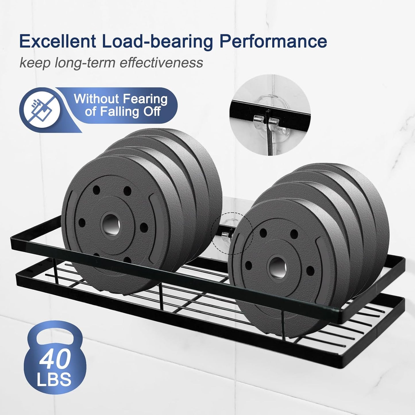 Skiennix Shower Caddy Adhesive Replacement | 4 Pack Strong Hooks for No-Drill Bathroom Storage