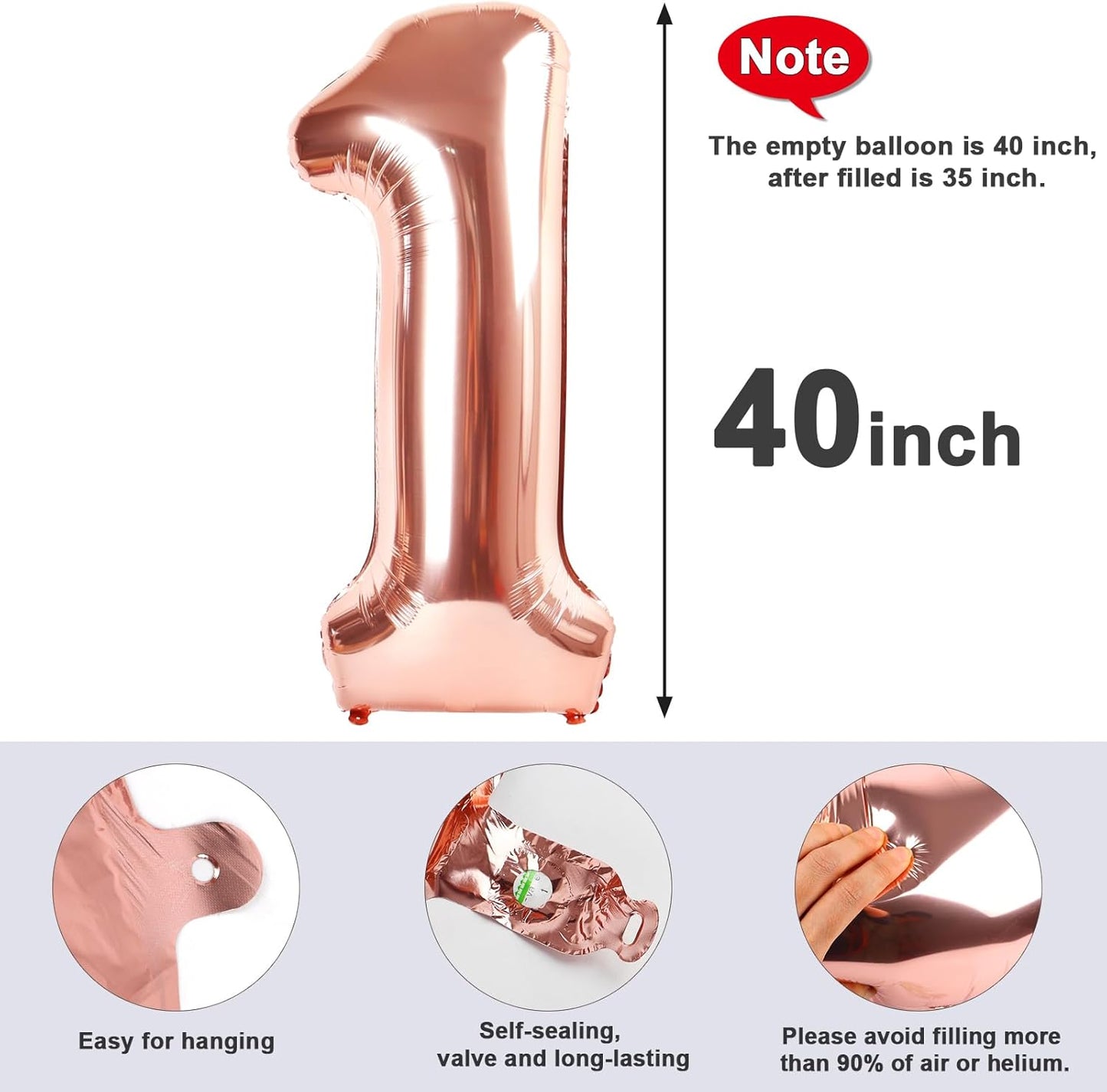Rose Gold 40 Inch Number 8 Balloon | 8th Birthday Party Decorations for Men & Boys