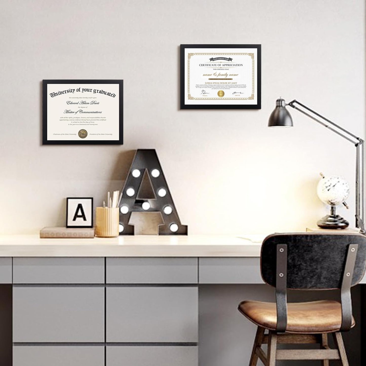 Upsimples Certificate Frame - High Definition Glass Diploma Frames | 8.5x11 Inch, Black, 5 Pack